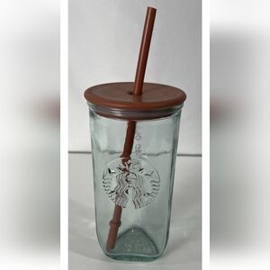 Starbucks Recycled Glass Triangle Bottom Cold Cup Tumbler, 16 oz, Grande Brown